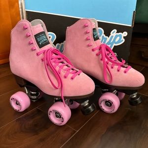 Sure-Grip Boardwalk Outdoor Roller Skates Pink Suede